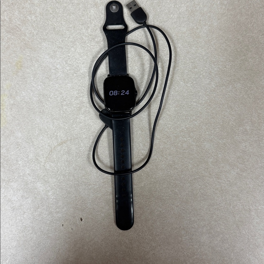 Smartwatch with Black Band and Charger